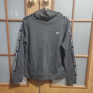 Under Armour Charcoal Funnel Neck Sweatshirt with Branded Sleeve Tape Medium